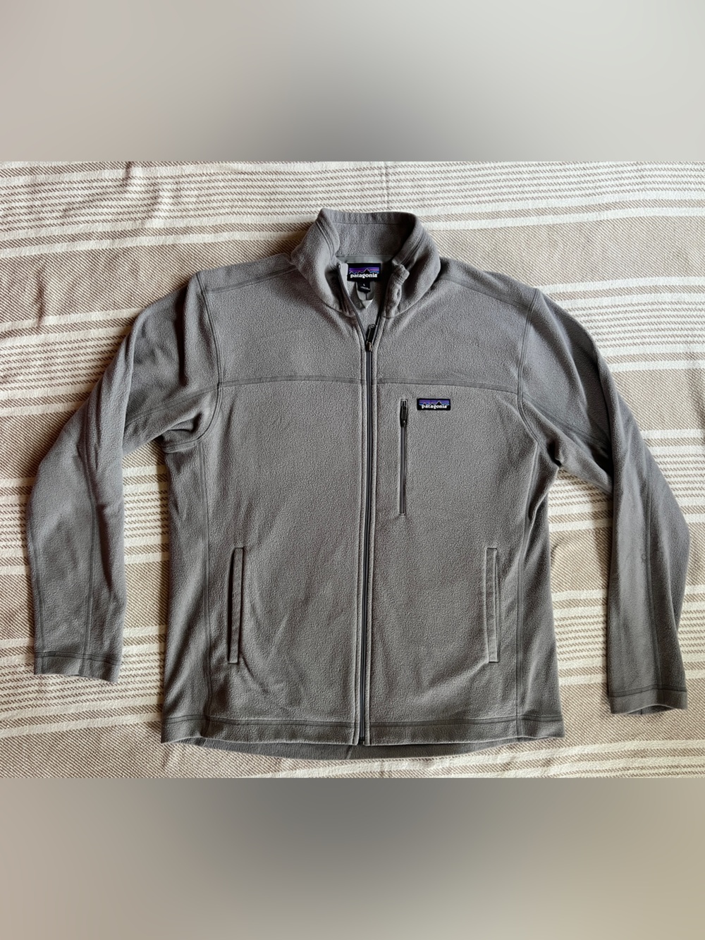 Patagonia L Men’s Gray Full-Zip Lightweight Fleece Jacket